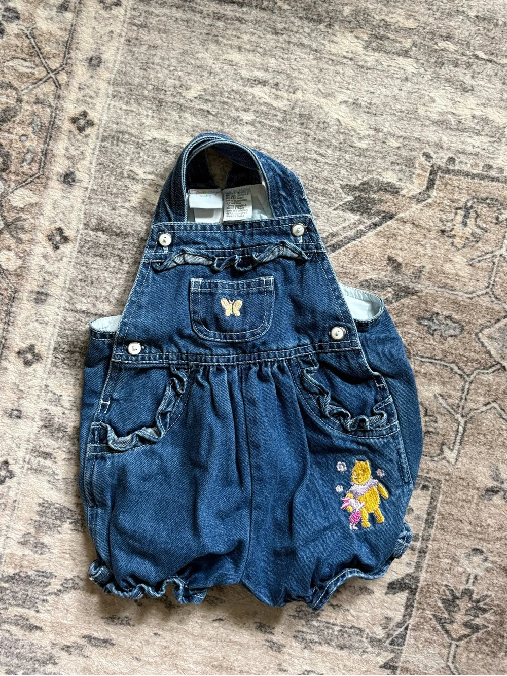 Vintage Disney Winnie the Pooh piglet denim overalls bibs embroidered 6/9 months